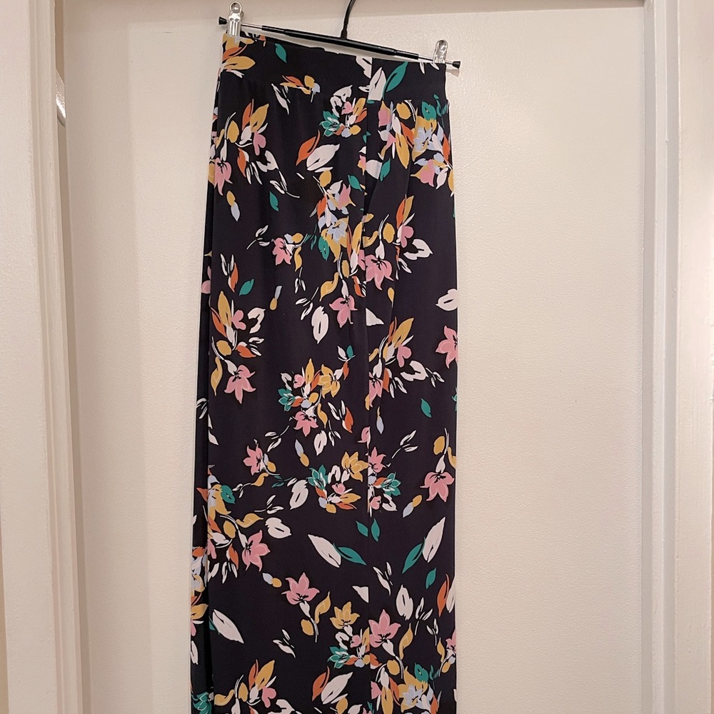 LB Navy floral wide leg palazzo pant